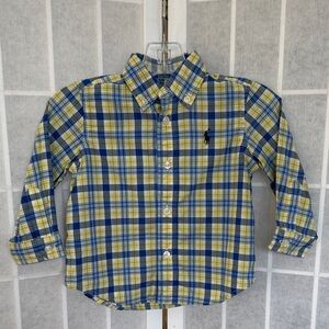 Boy’s Ralph Lauren Plaid Shirt - Blue and Yellow Size 9M